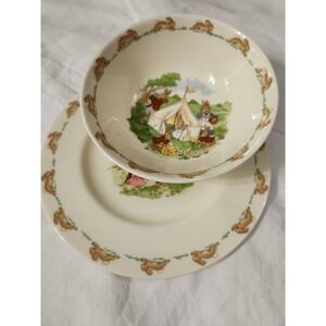 Vintage Royal Doulton "Bunnykins" Bone China Bowl And 8-in Plate Set